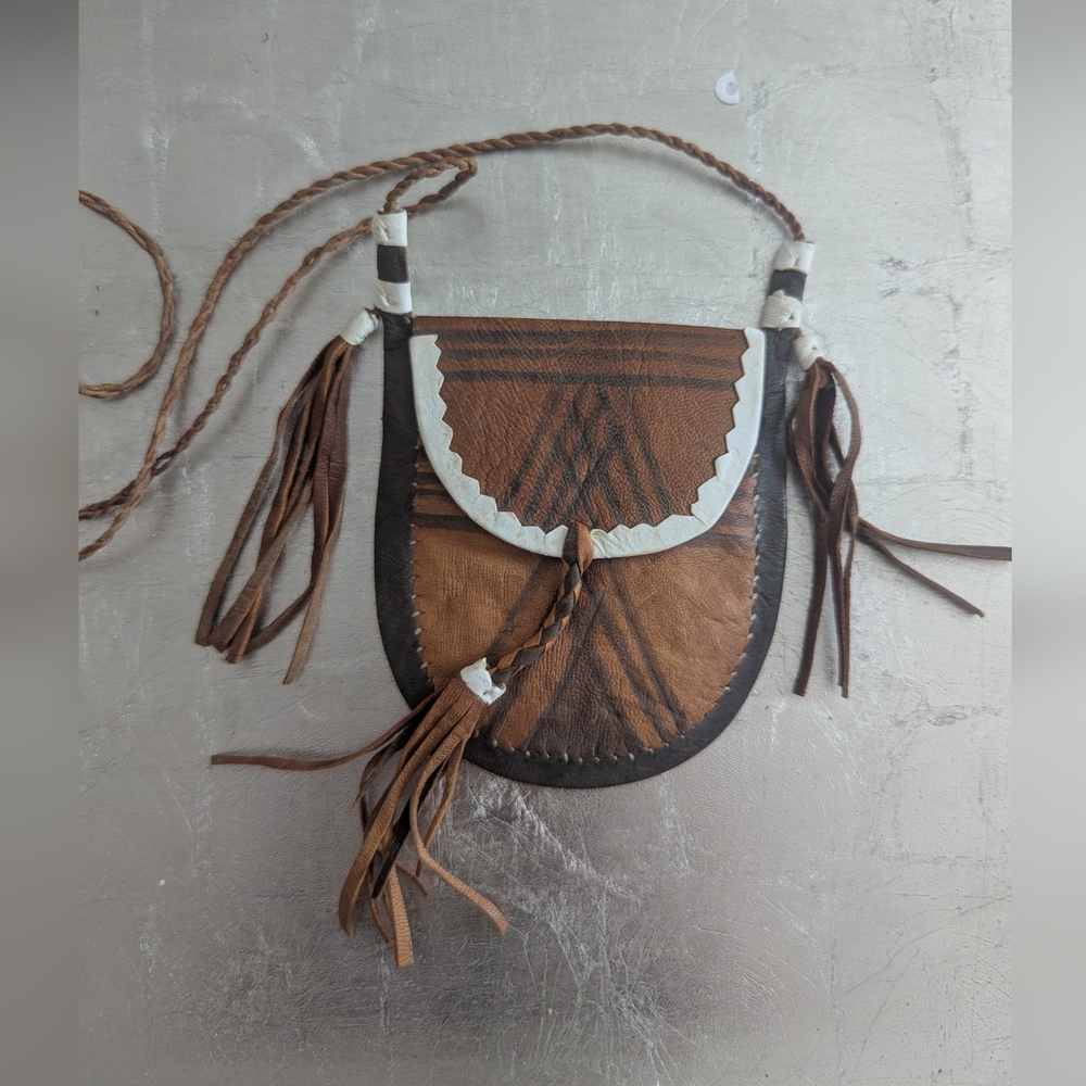 🤎 Vintage Pouch Leather Handmade First Nation American Indian Native Handicraft